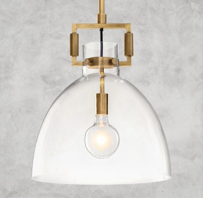 10" / Brass Machinist Glass Cloche Pendant 10", 14", 18"