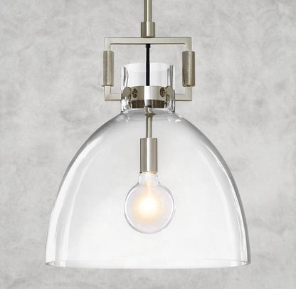 10" / Nickle Machinist Glass Cloche Pendant 10", 14", 18"
