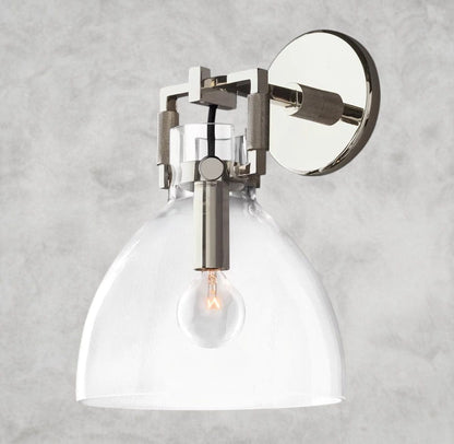 8" / Nickle MACHINIST GLASS CLOCHE SCONCE 8", 10"