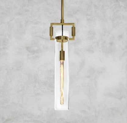 12" / Brass Machinist Glass Cylinder Pendant 12", 22"