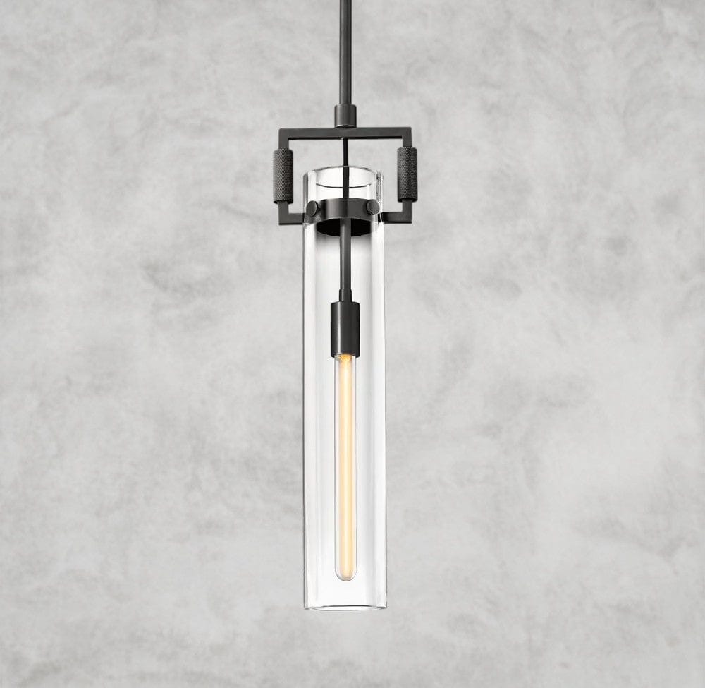 12" / Bronze Machinist Glass Cylinder Pendant 12", 22"