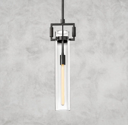 12" / Bronze Machinist Glass Cylinder Pendant 12", 22"