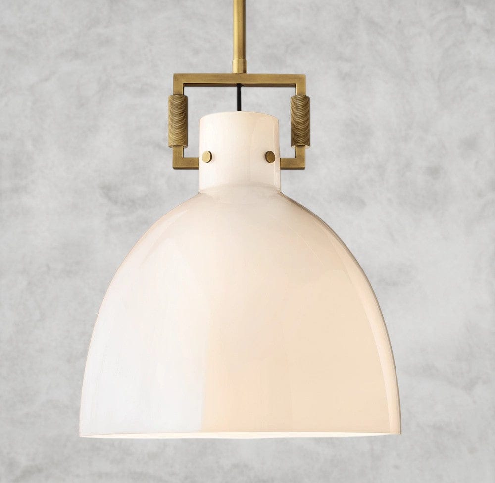 10" / Brass MACHINIST MILK GLASS CLOCHE PENDANT 10", 14", 18"