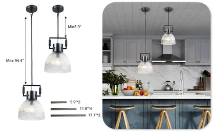 14" / Black MACHINIST PRISMATIC CLOCHE PENDANT 10", 14", 18"