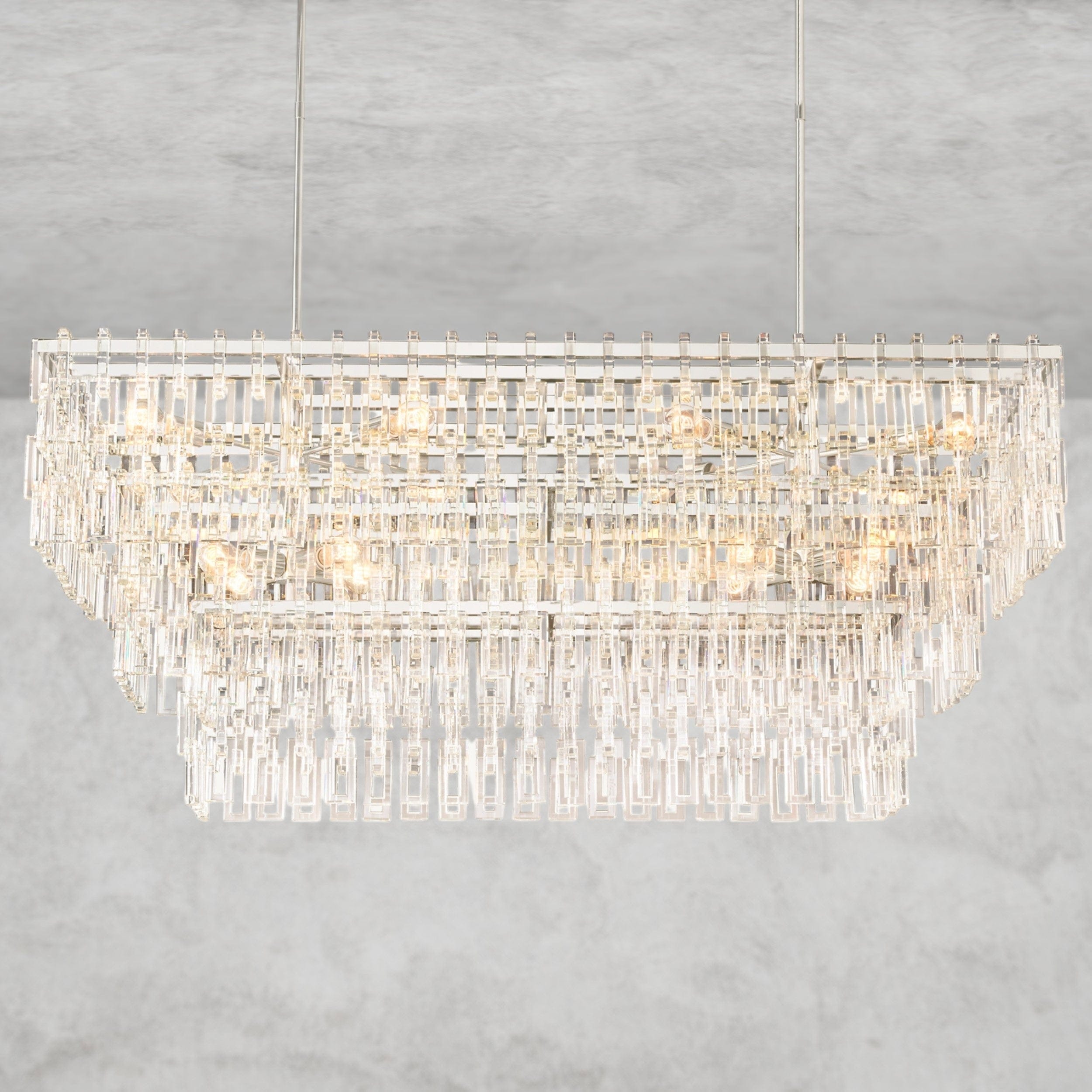 60" / Nickle Marignan Tiered Rectangular Chandelier 60", 72"