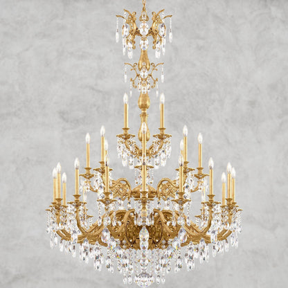 Heirloom Gold / Clear Heritage Crystal Milano 28-light Crystal Chandelier 50"