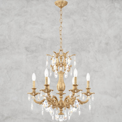 French Gold / Clear Heritage Crystal Milano Chandelier 24"