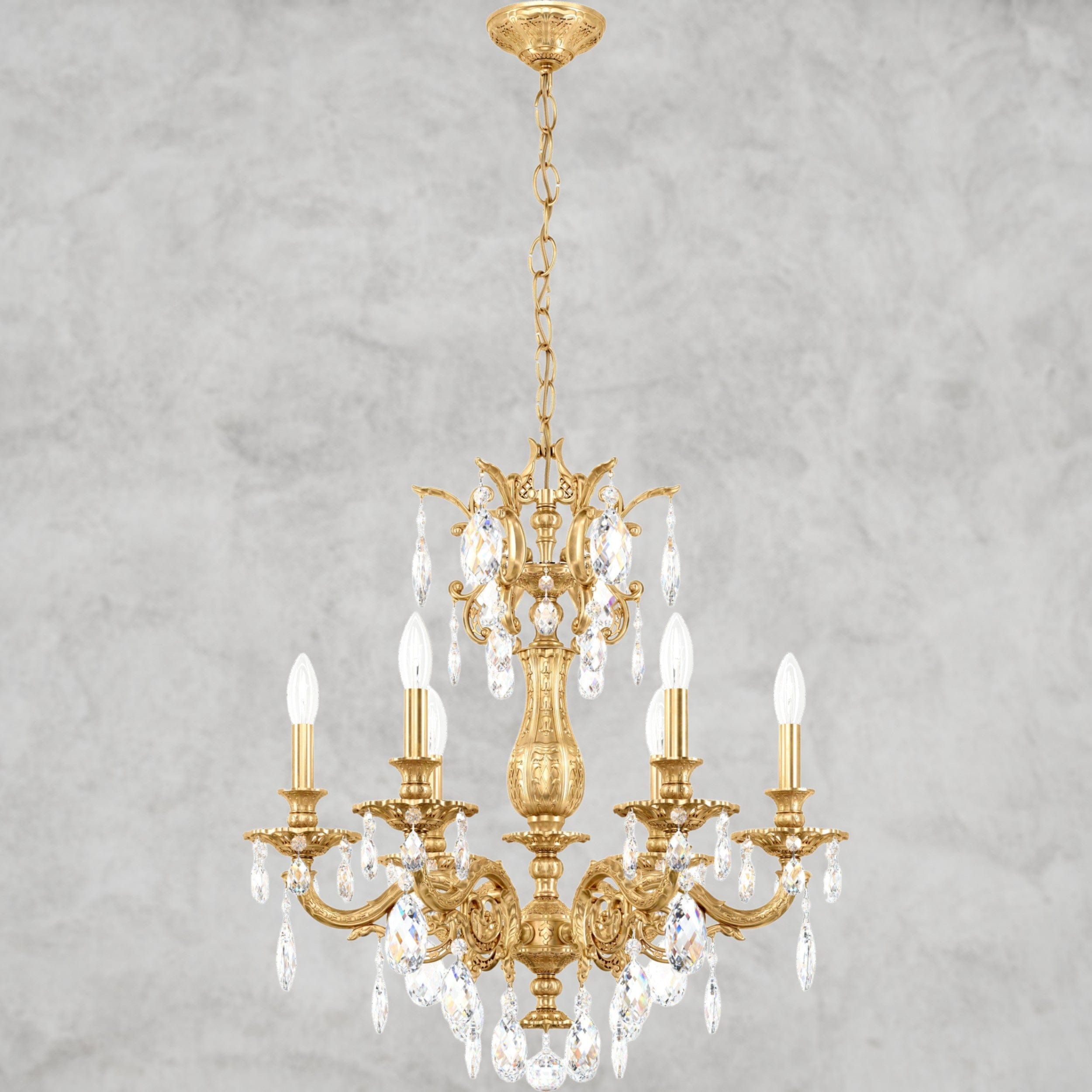 Heirloom Gold / Clear Heritage Crystal Milano Chandelier 24"