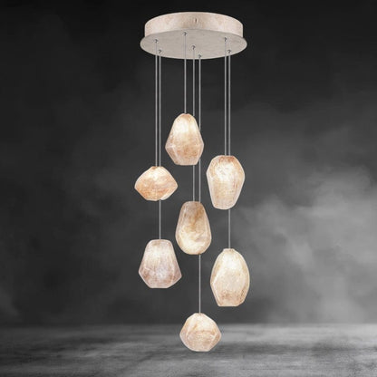 7 - Light / Brass Nature-inspired round chandelier