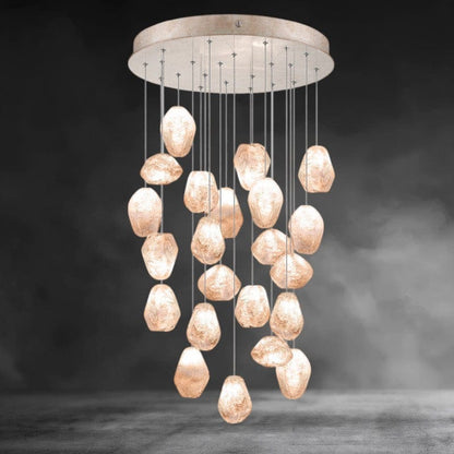 22 - Light / Brass Nature-inspired round chandelier
