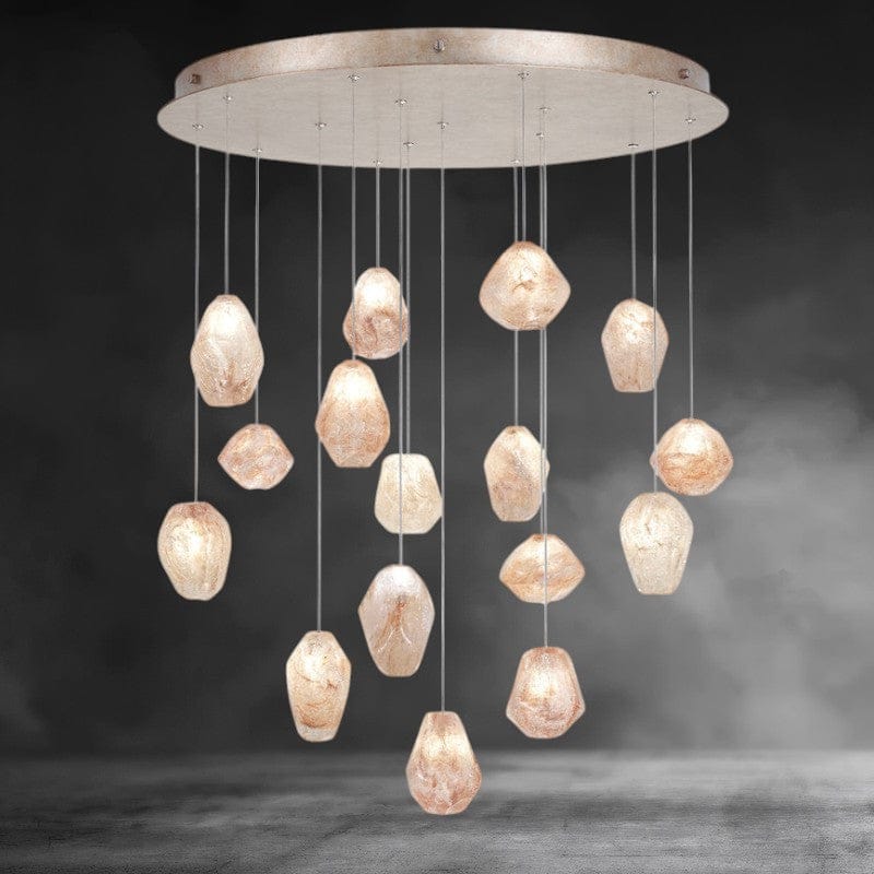16 - Light / Brass Nature-inspired round chandelier
