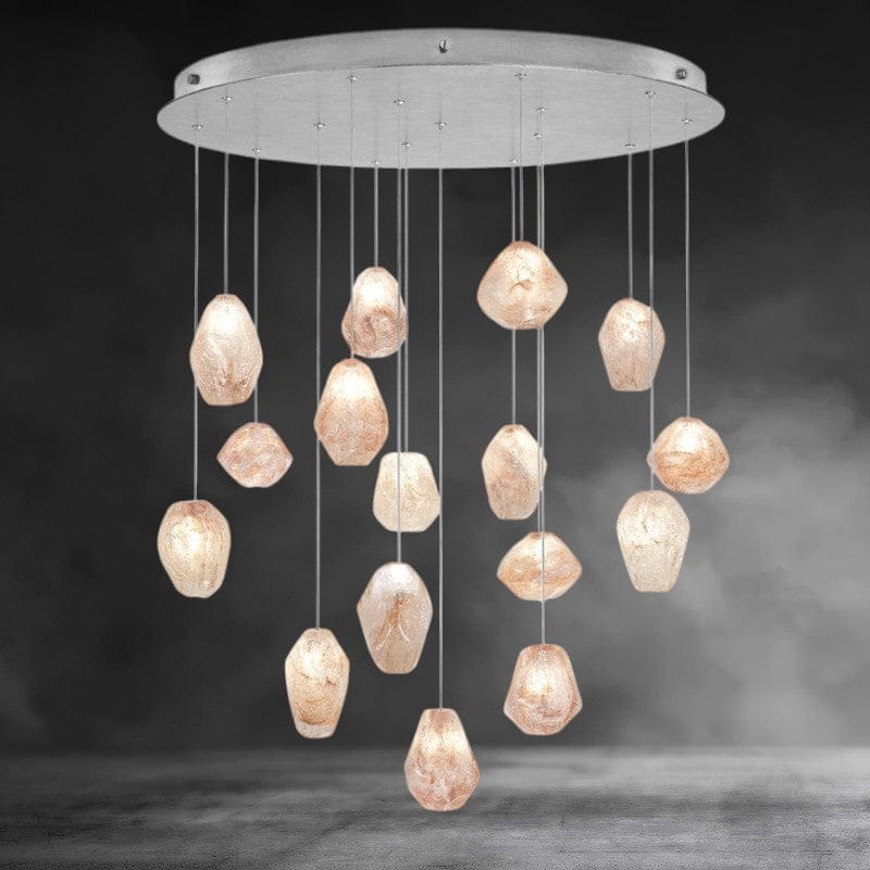 16 - Light / Nickel Nature-inspired round chandelier