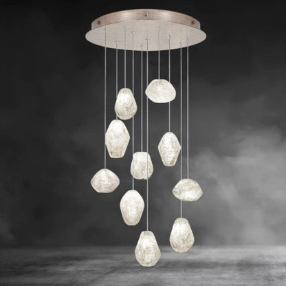 10 - Light / Brass Nature-inspired round chandelier