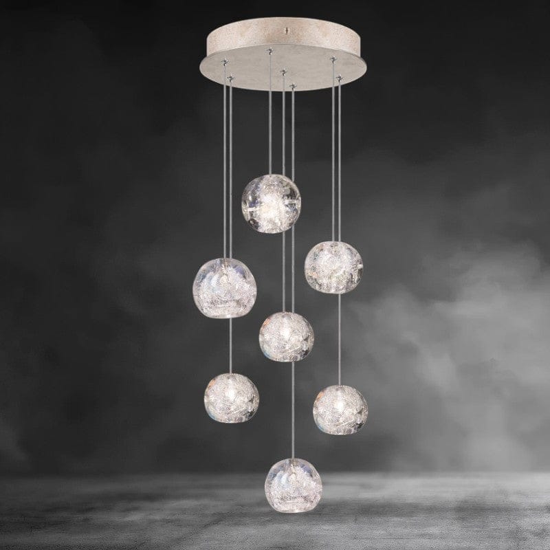 7- Light / Brass Nature-inspired round crystal Chandelier