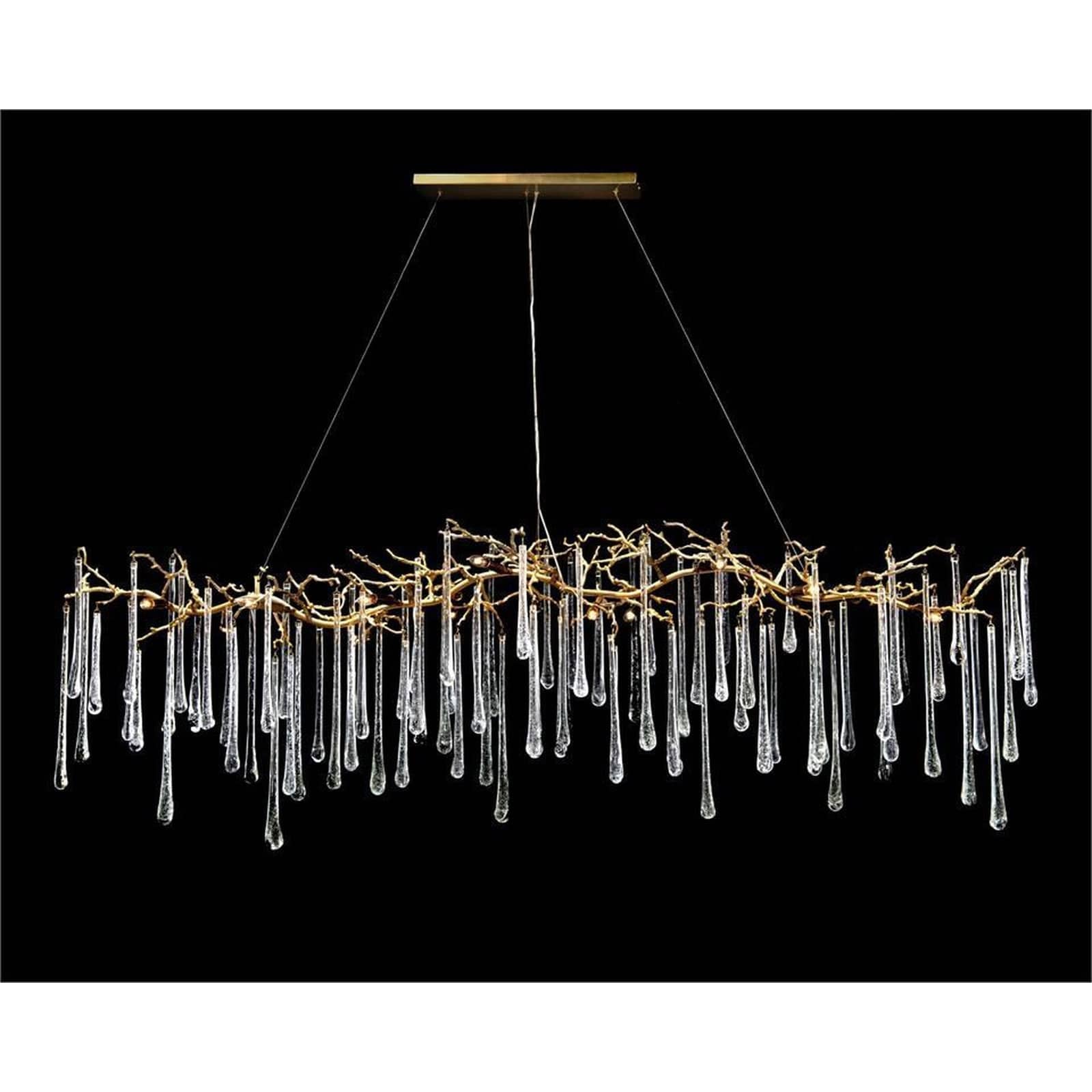 Ombrhic Glass Teardrop Fourteen-Light Horizontal Chandelier