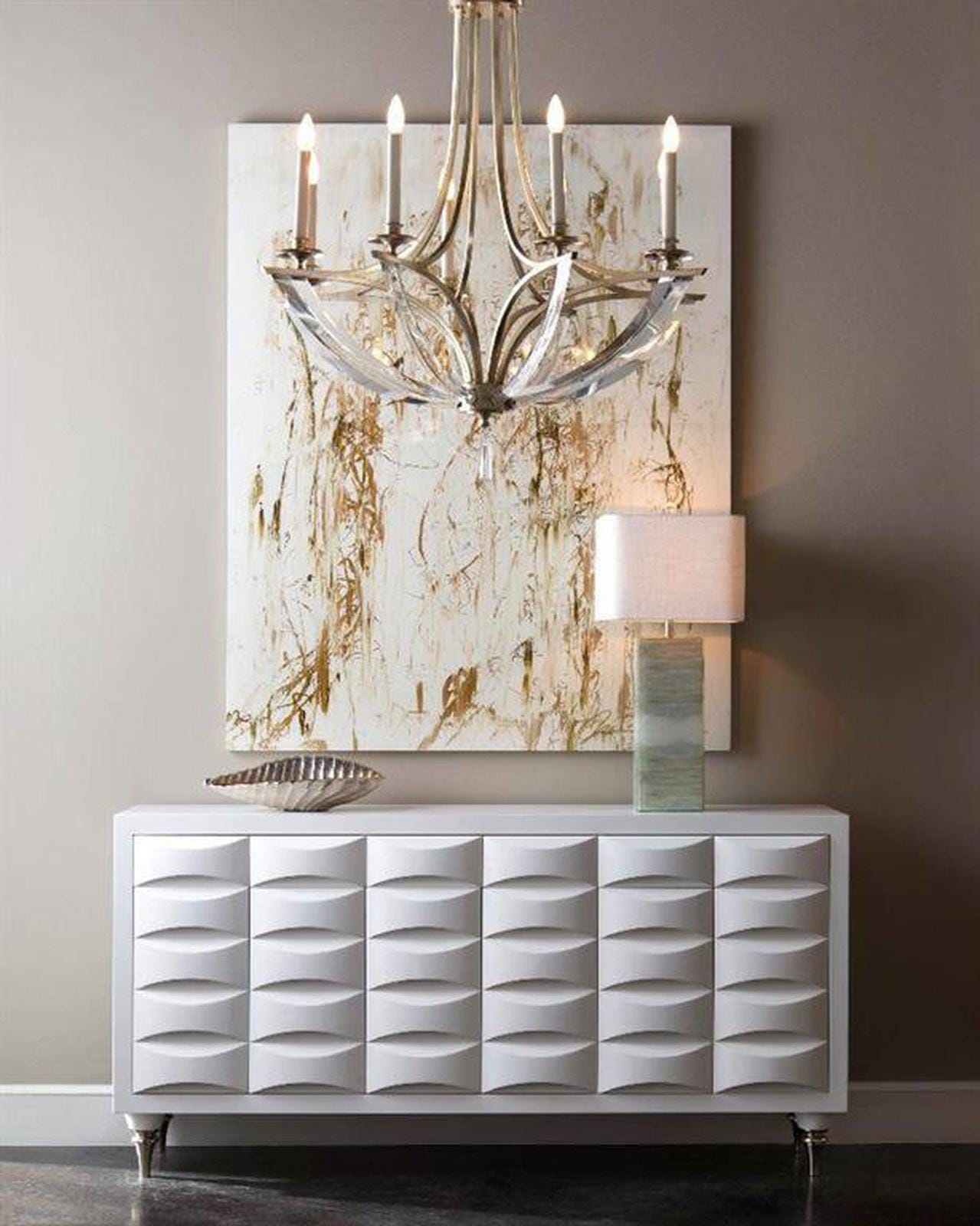 Oval crystal candlestick five-light chandelier 39"