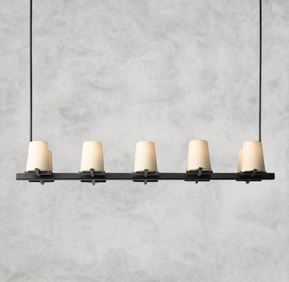 49" / Bronze Pauillac Fabric Shade Linear Chandelier 49", 60"