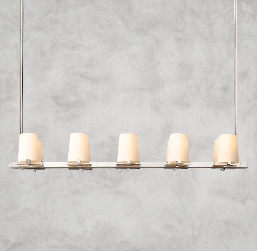 49" / Nickle Pauillac Fabric Shade Linear Chandelier 49", 60"