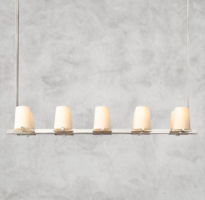 49" / Nickle Pauillac Fabric Shade Linear Chandelier 49", 60"