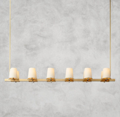 60" / Brass Pauillac Fabric Shade Linear Chandelier 49", 60"