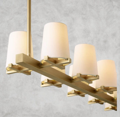 Pauillac Fabric Shade Linear Chandelier 49", 60"