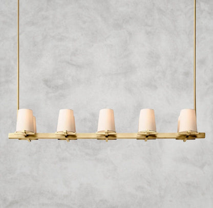 49" / Brass Pauillac Fabric Shade Linear Chandelier 49", 60"