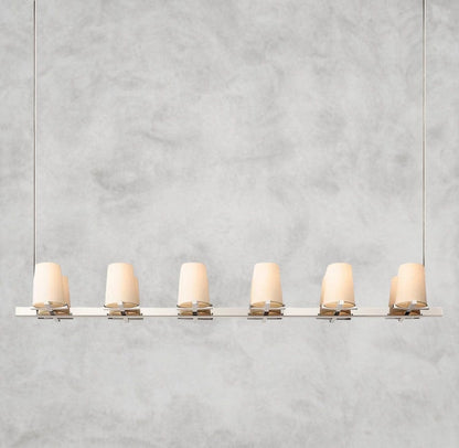 60" / Nickle Pauillac Fabric Shade Linear Chandelier 49", 60"
