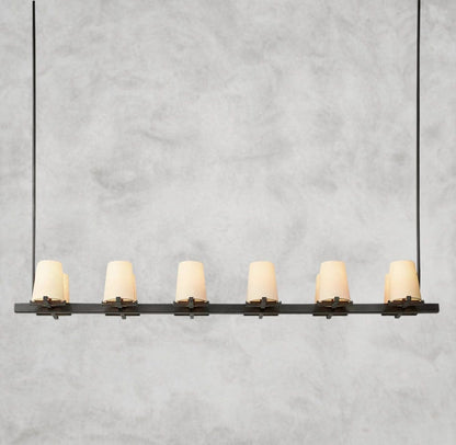 60" / Bronze Pauillac Fabric Shade Linear Chandelier 49", 60"