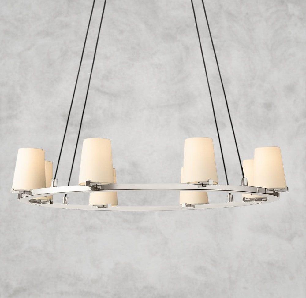 36" / Nickle Pauillac Fabric Shade Round Chandelier 36", 48", 60"