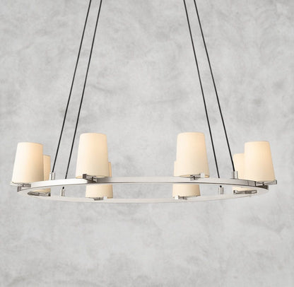 36" / Nickle Pauillac Fabric Shade Round Chandelier 36", 48", 60"