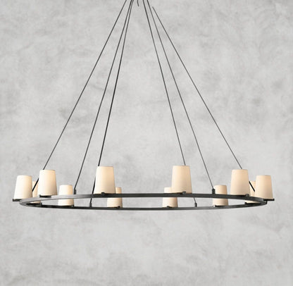 60" / Bronze Pauillac Fabric Shade Round Chandelier 36", 48", 60"