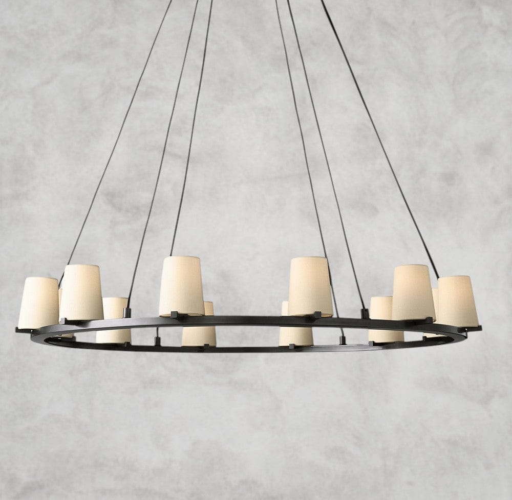 48" / Bronze Pauillac Fabric Shade Round Chandelier 36", 48", 60"