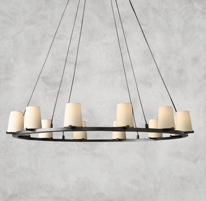 48" / Bronze Pauillac Fabric Shade Round Chandelier 36", 48", 60"