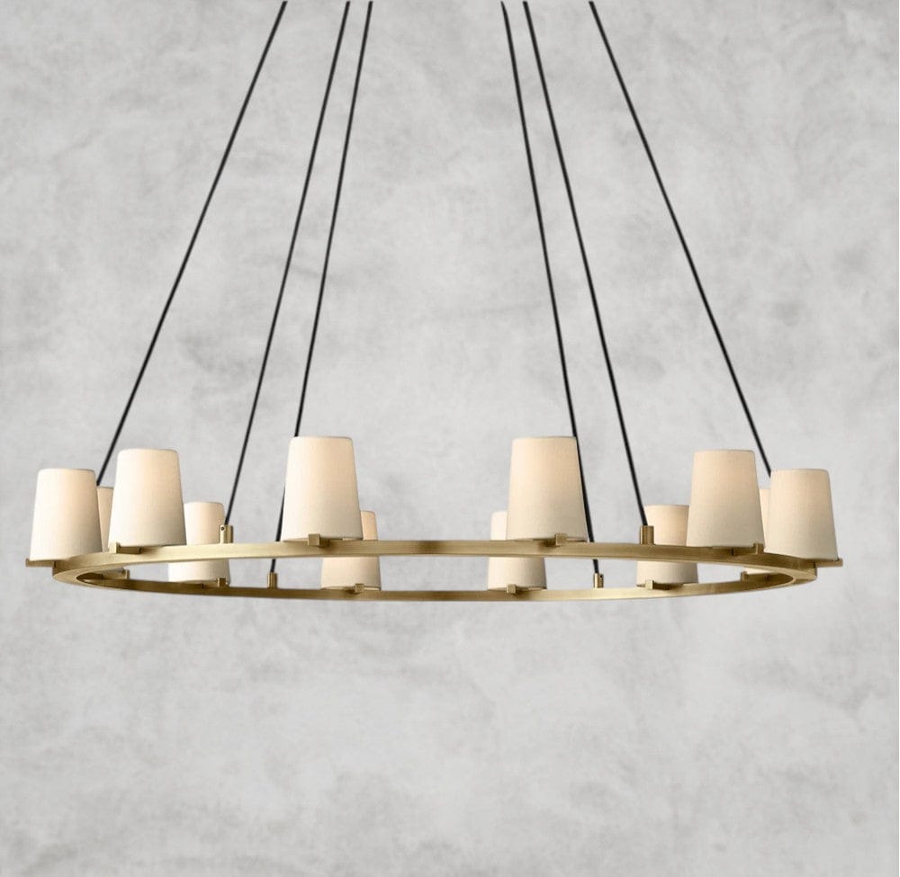 48" / Brass Pauillac Fabric Shade Round Chandelier 36", 48", 60"