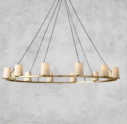 60" / Brass Pauillac Fabric Shade Round Chandelier 36", 48", 60"