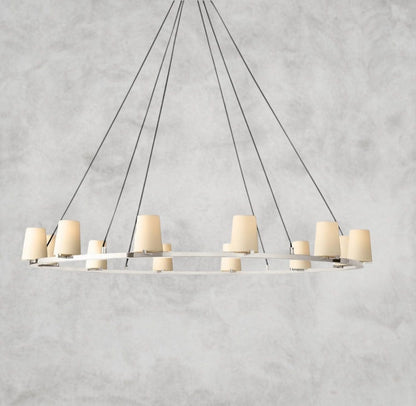 60" / Nickle Pauillac Fabric Shade Round Chandelier 36", 48", 60"