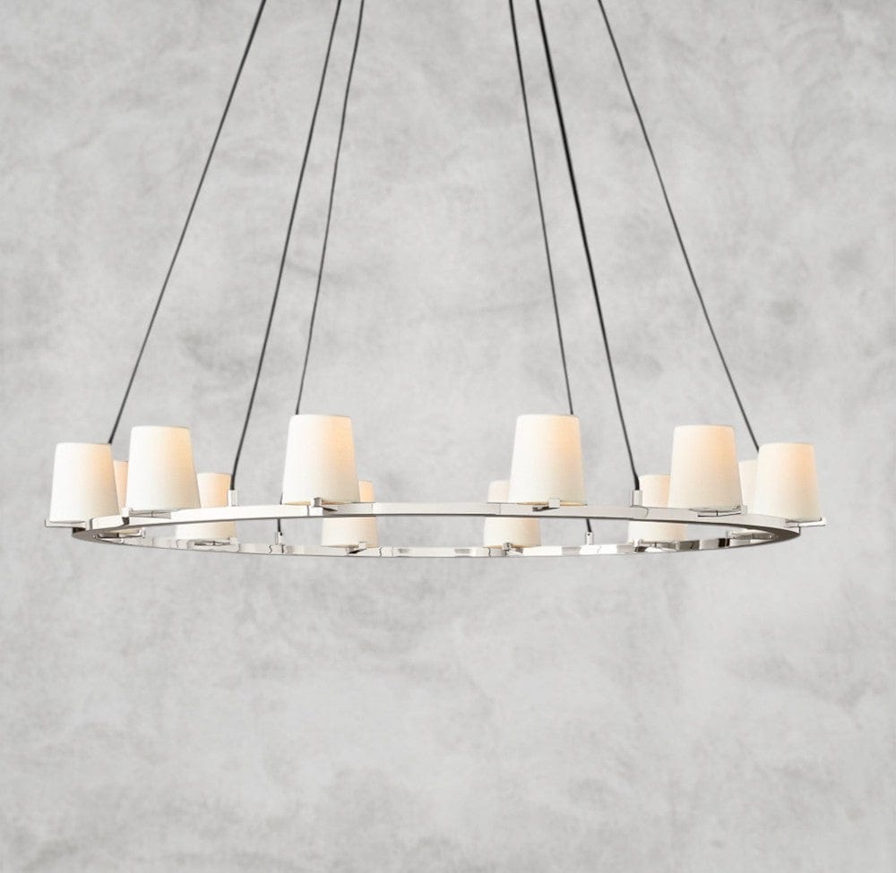 48" / Nickle Pauillac Fabric Shade Round Chandelier 36", 48", 60"