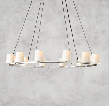 48" / Nickle Pauillac Fabric Shade Round Chandelier 36", 48", 60"