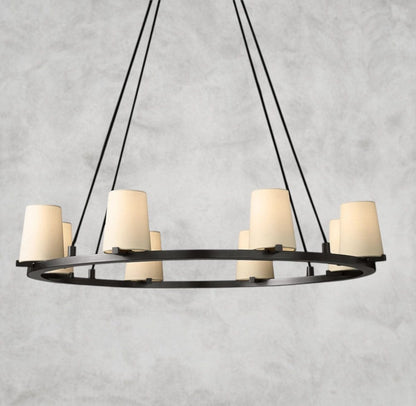 36" / Bronze Pauillac Fabric Shade Round Chandelier 36", 48", 60"