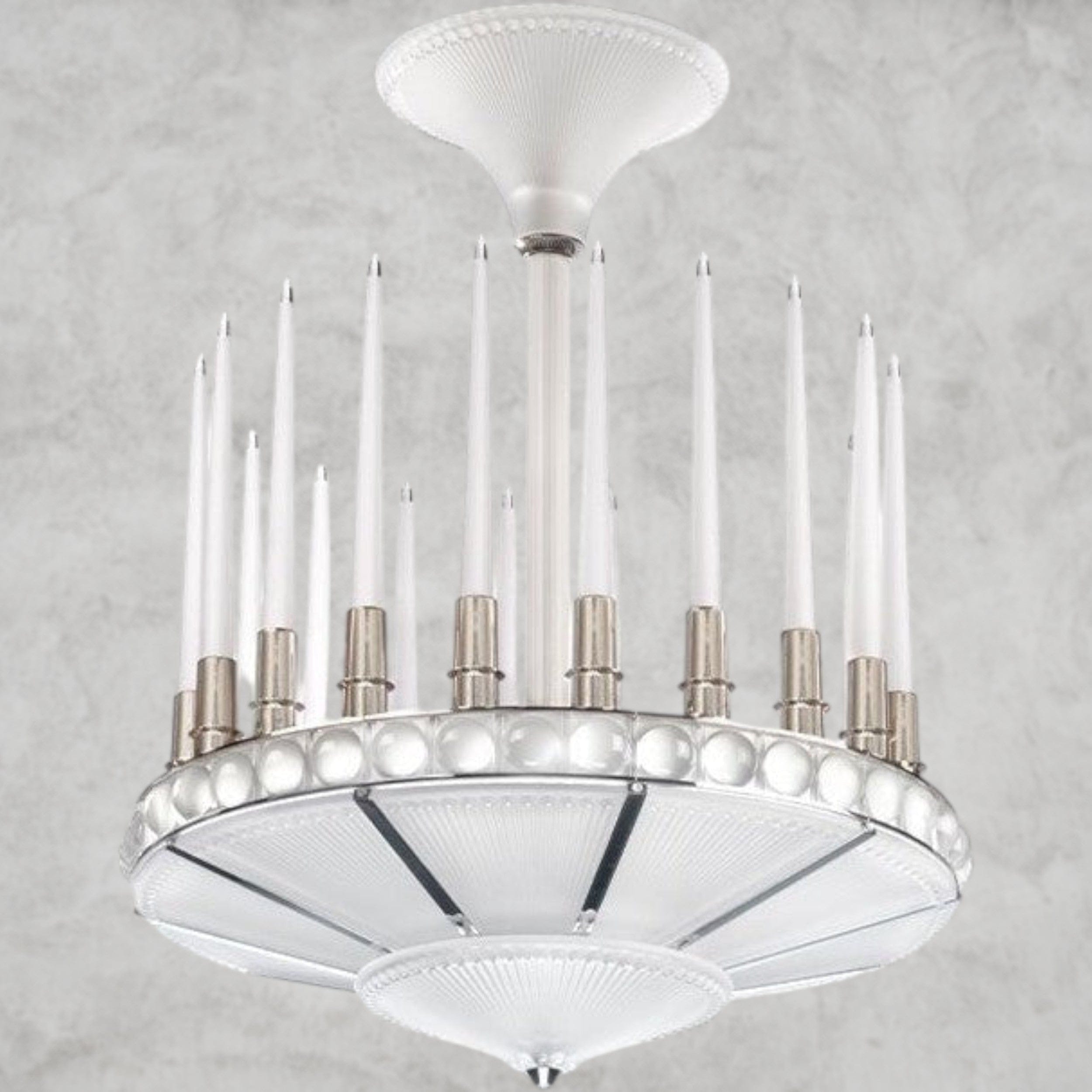 Nickel Peres Candles Chandelier 27D"