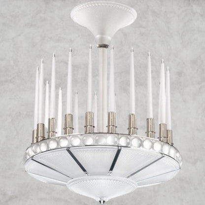 Nickel Peres Candles Chandelier 27D"