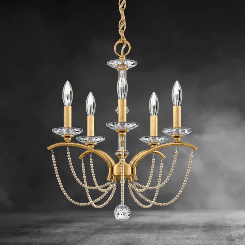 Heirloom Gold / Clear Optic Crystal Priscilla Crystal Candlestick Chandelier 18"