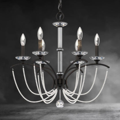 Black / Clear Optic Crystal Priscilla Crystal Candlestick Chandelier 23"