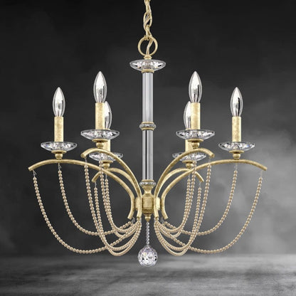 Heirloom Gold / Clear Optic Crystal Priscilla Crystal Candlestick Chandelier 23"