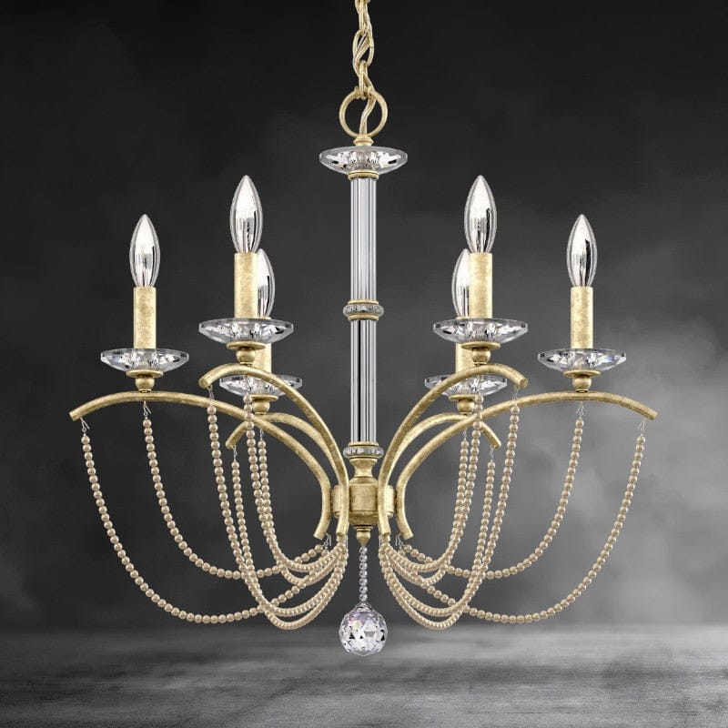 Heirloom Gold / Clear Optic Crystal Priscilla Crystal Candlestick Chandelier 23"