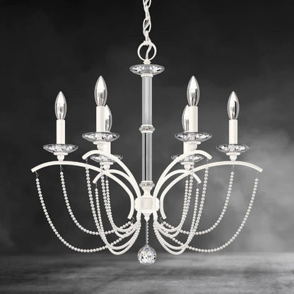 White / Clear Optic Crystal Priscilla Crystal Candlestick Chandelier 23"