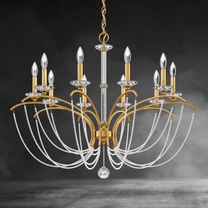 Heirloom Gold / Clear Optic Crystal Priscilla Crystal Candlestick Chandelier 36"