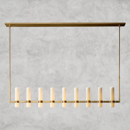 71" / Brass Ravelle Linear Milk Glass Chandelier 59", 71"