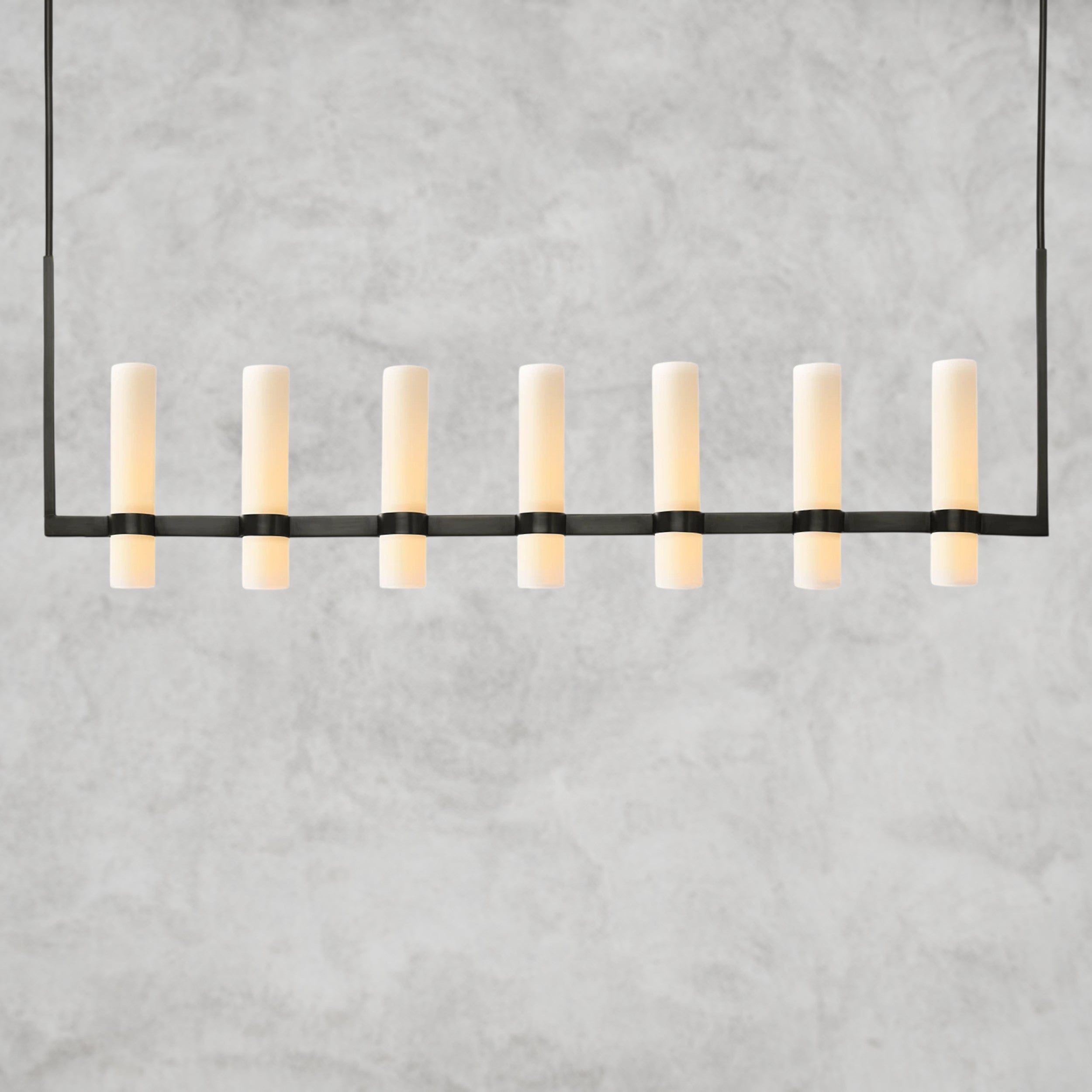 59" / Bronze Ravelle Linear Milk Glass Chandelier 59", 71"