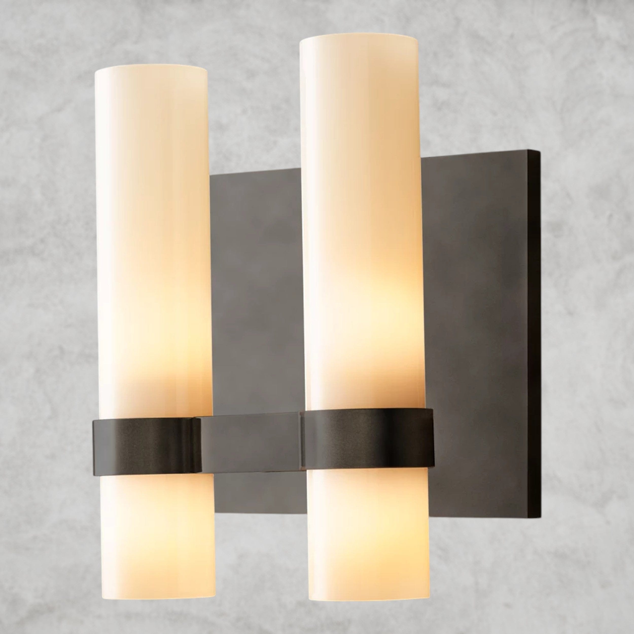 Bronze Ravelle Milk Glass Double Sconce